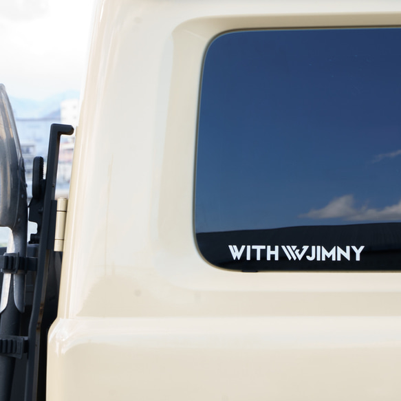 ジムニー jimny ステッカー /WITH JIMYワイドロゴカッティングステッカー : ホワイト/ブラック：Lサイズ 6枚目の画像