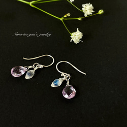 silver925 amethyst × moonstone pierce 3枚目の画像