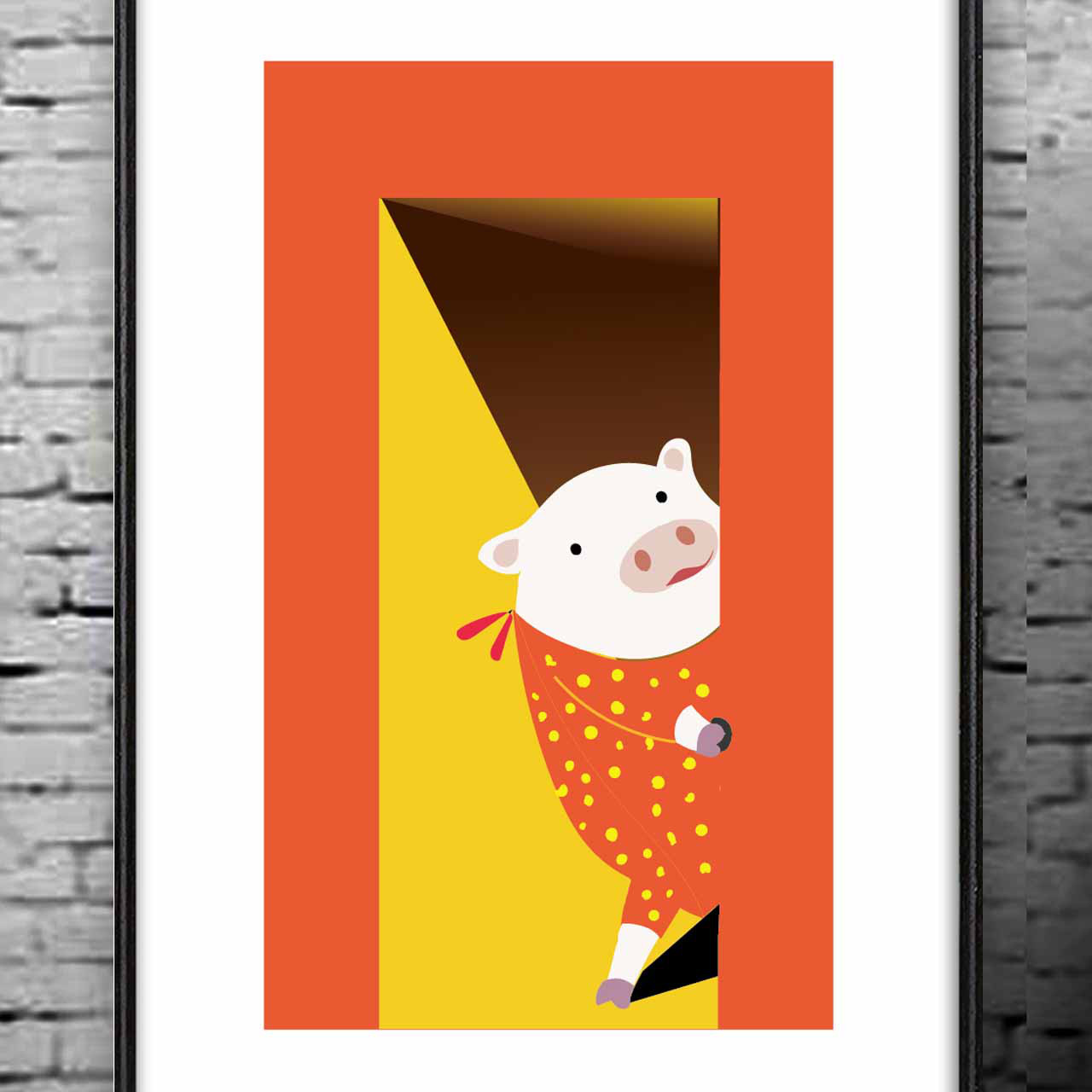 かくれんぼ　ブタ 　イラスト　ポスター  アートポスター　全作オリジナル　アートsei（新着順）で検索　1241