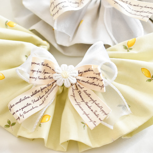 送料無料！レースのリボンつけ襟スタイ(イエロー) 送料無料！レースのリボンつけ襟スタイ(イエロー)