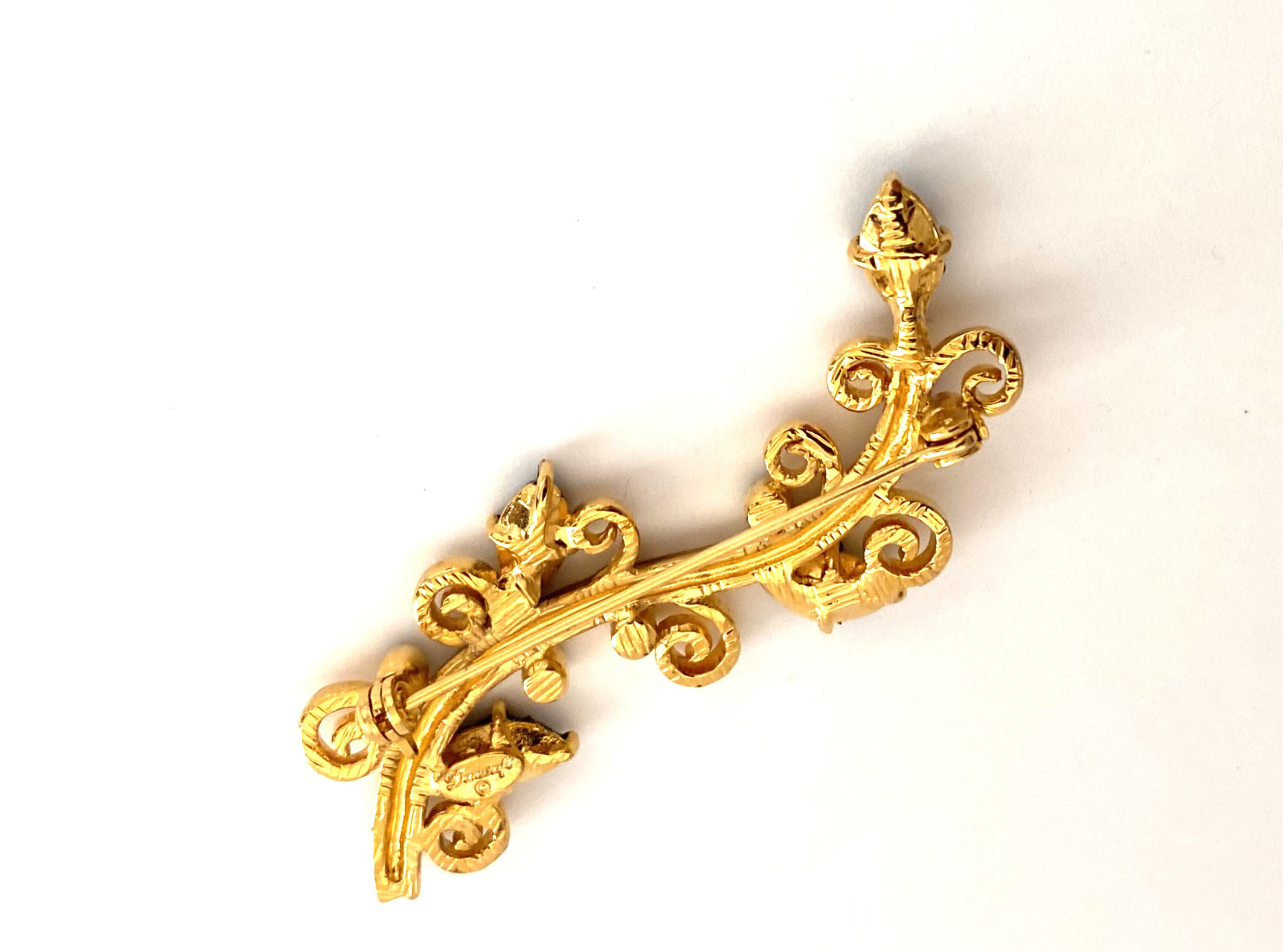 【ビンテージ　ラインストーン 　ブラック・ゴールド　 ブローチ】