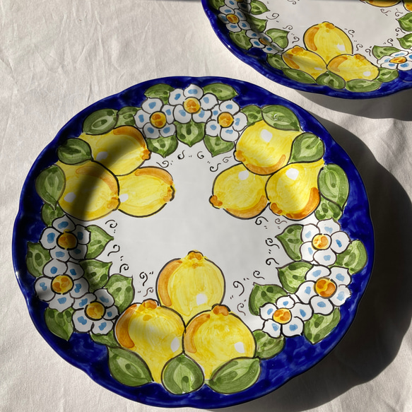 丸皿 パスタ皿 26cm GEO028 マヨリカ焼き イタリア陶器 レモン柄 5枚目の画像