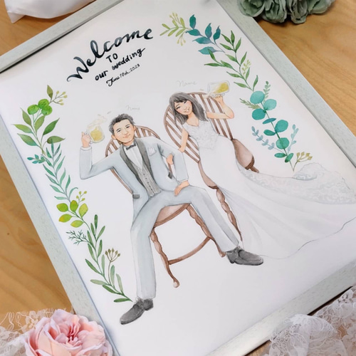 水彩紙似顔絵 2名様 メモリアル 絵師Lala イラスト 似顔絵工房en 通販