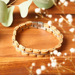 【木製ブレスレット】EINBAND Wood Bracelet 木製×チタン ブレスレット 【オーク】 5枚目の画像