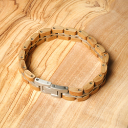 【木製ブレスレット】EINBAND Wood Bracelet 木製×チタン ブレスレット 【オーク】 6枚目の画像