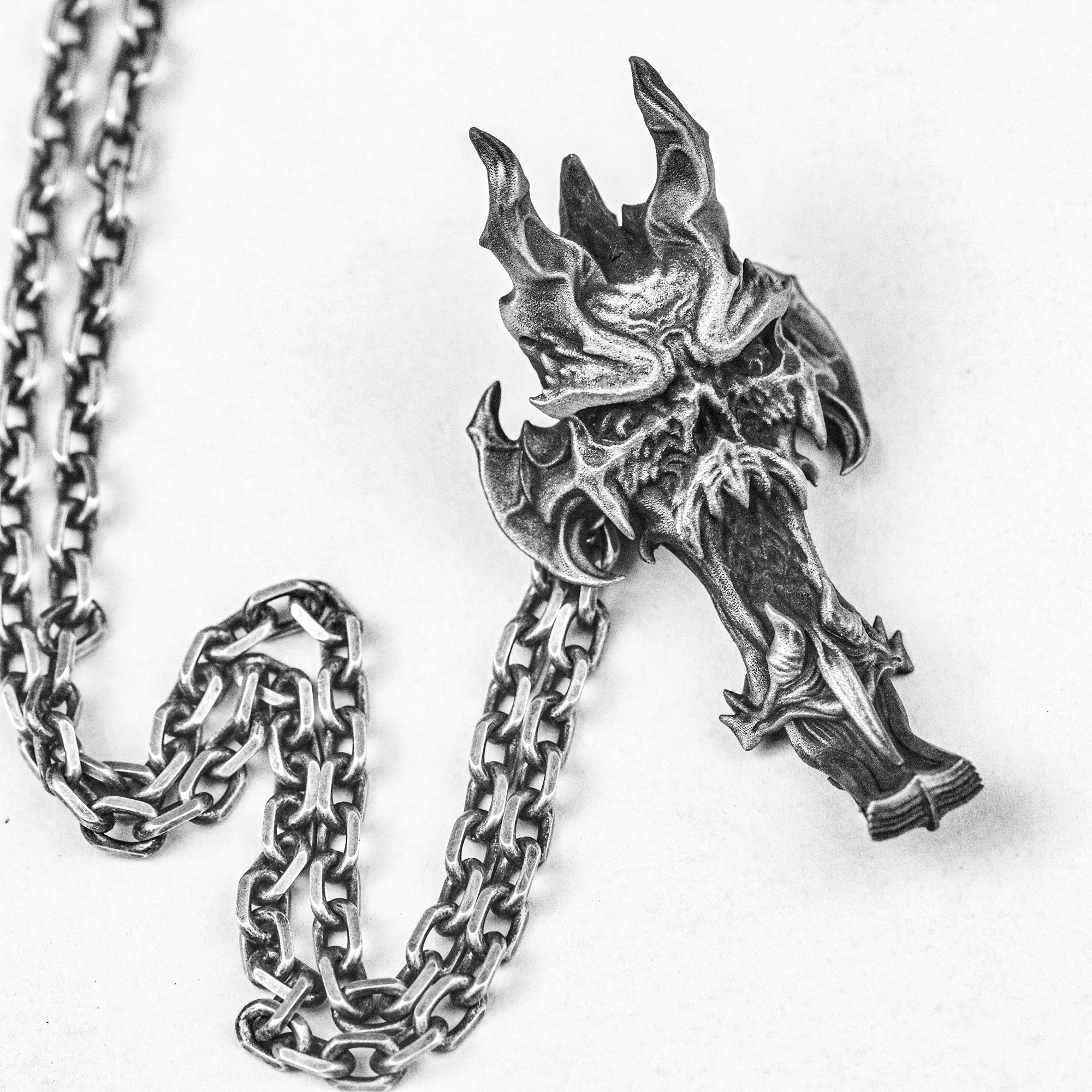 知恵の般若ゴースト顔ペンダント、ゴースト轟沈ペンダント、ヒューマンスカル知恵のギフト、酸化銀ジュエリー、彼へのギフト