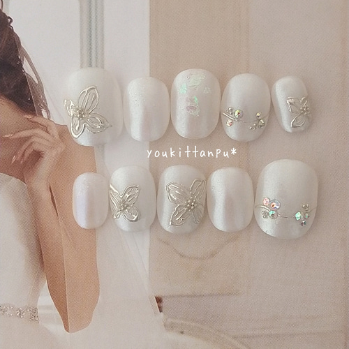 ネイルチップ＊ミラーフラワーⅡ＊つけ爪 結婚式 ブライダル  