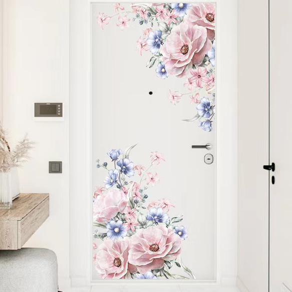 ウォールステッカー SF15 ガーデン　ピンク花　癒す　DIY 壁紙　インテリアシート　剥がせるシール 送料無料 4枚目の画像
