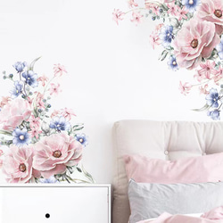 ウォールステッカー SF15 ガーデン　ピンク花　癒す　DIY 壁紙　インテリアシート　剥がせるシール 送料無料 2枚目の画像