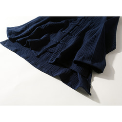 綿麻長袖トップス　柔らかい綿麻シャツ　レトロ　武術服　太極拳服　ノットボタン　ネイビー　L151NV 8枚目の画像