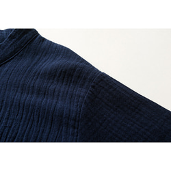 綿麻長袖トップス　柔らかい綿麻シャツ　レトロ　武術服　太極拳服　ノットボタン　ネイビー　L151NV 4枚目の画像