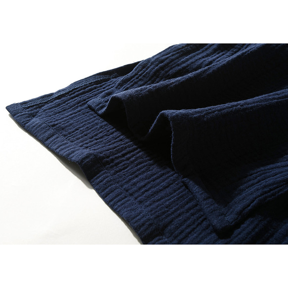 綿麻長袖トップス　柔らかい綿麻シャツ　レトロ　武術服　太極拳服　ノットボタン　ネイビー　L151NV 7枚目の画像