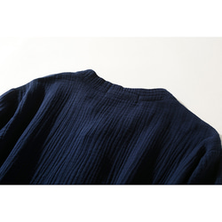 綿麻長袖トップス　柔らかい綿麻シャツ　レトロ　武術服　太極拳服　ノットボタン　ネイビー　L151NV 9枚目の画像