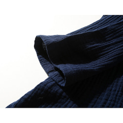 綿麻長袖トップス　柔らかい綿麻シャツ　レトロ　武術服　太極拳服　ノットボタン　ネイビー　L151NV 6枚目の画像