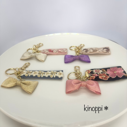 ♡リボンtoリボン♡ キーホルダー（ピンク＊シルバー）バッグチャーム