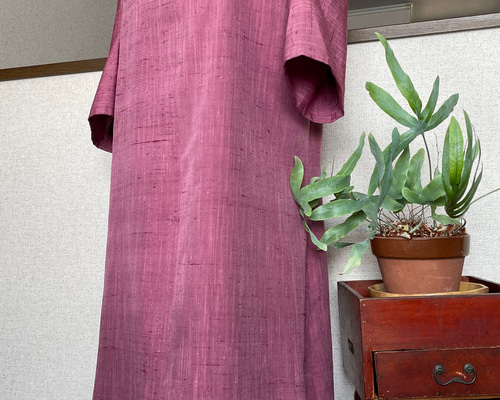 正絹 紬 着物リメイク ゆったり着物 チュニック ゆったりお洒落