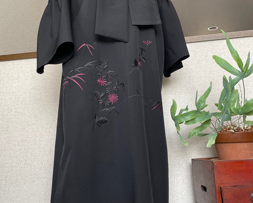 スタンドカラーギャザーワンピース / パターンオーダー専用