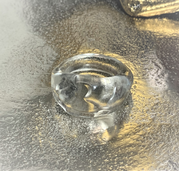 【受注製作】きらめくガラスのリング　氷 3枚目の画像