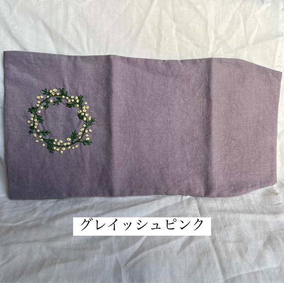 ミモザ刺繍　リネン　文庫本　ブックカバー 3枚目の画像