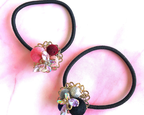 ☆蝶々とビーズのヘアゴム☆ ハンドメイド アクセサリー パーティー