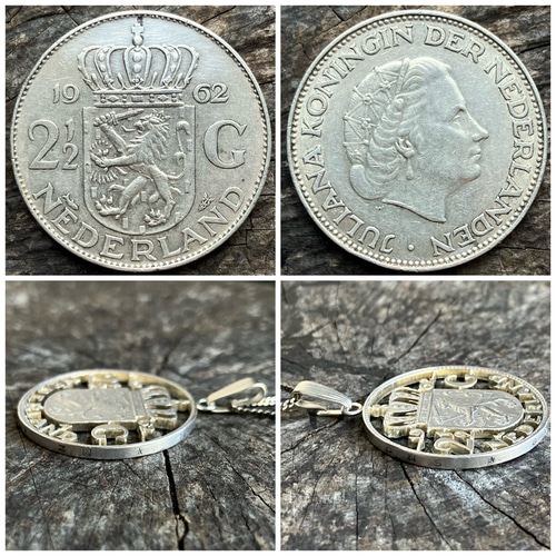 オランダ カットコイン ペンダント ネックレス 銀貨 シルバー