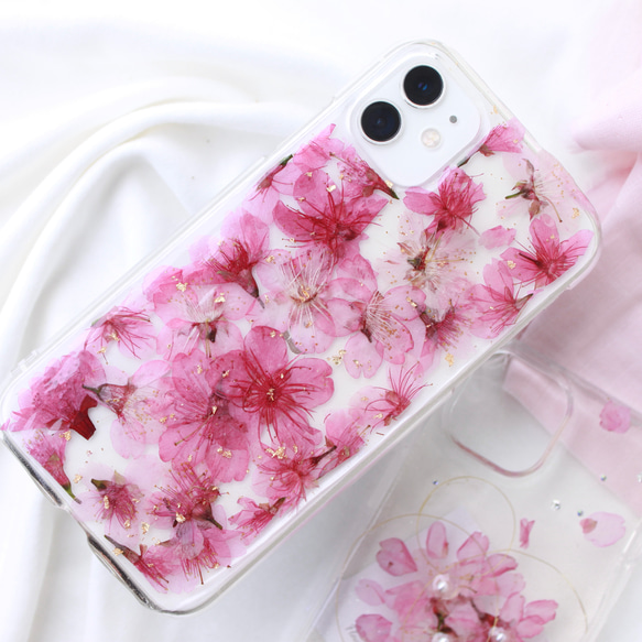 iPhoneケース　桜　クリアケース　全機種対応 スマホケース　アンドロイド　iPhone　さくら　春　スマホショルダー 5枚目の画像