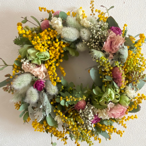 ミモザとラナンキュラスのリース ドライフラワー nonoka* 通販  