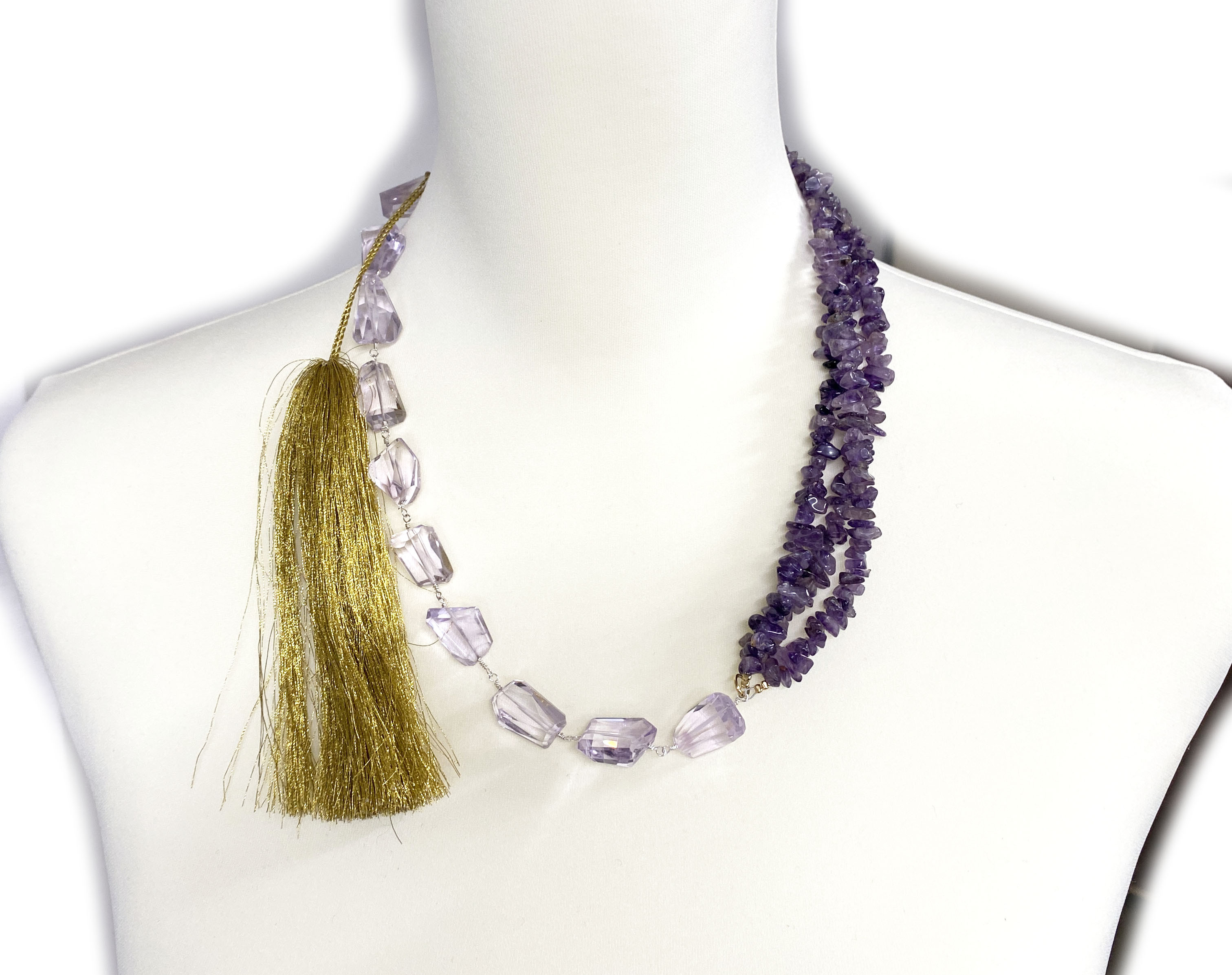 一点限定　アメジスト×ピンクアメジスト　アシンメトリーネックレス