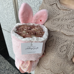 うさぎブーケ　ワンホンブーケ・花束　ピンクうさぎ | Lapine Bouquet 5枚目の画像