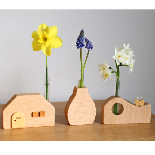 木のひまわりと一輪挿し〜暑くても枯れない！お花〜 フラワーベース