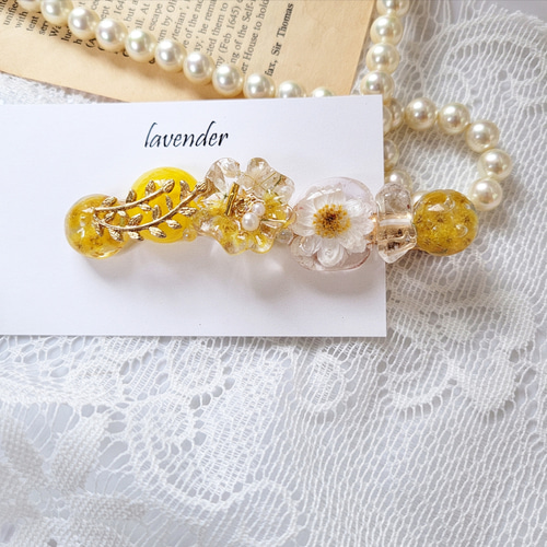 No.371 ミモザ☆レジンヘアクリップ - メルカリ
