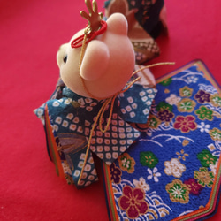 シルバニアファミリー　雛祭り　お雛様·お内裏様　雛人形·小物セット ブルーお着物　ひな祭り　十二単　リンクコーデ 8枚目の画像