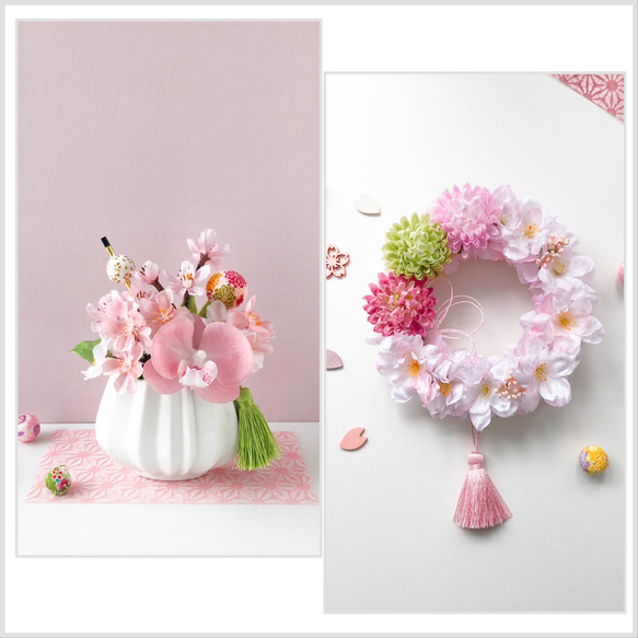 小さな桜のリース フラワーリース 造花 ピンクリース 【公式通販】