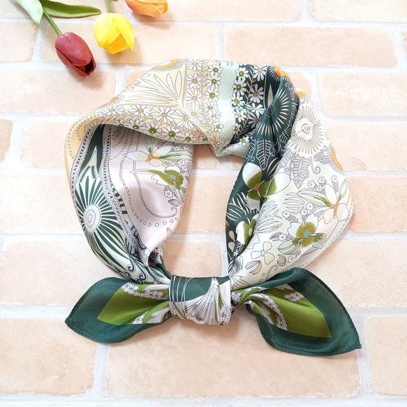 大判シルクスカーフ0025 スカーフ・バンダナ olive 通販 15533721