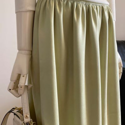 【完成品】5号 ロングギャザースカート(パステル黄緑　71.5㎝丈） 11枚目の画像
