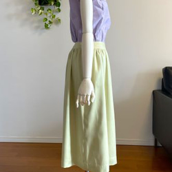 【完成品】5号 ロングギャザースカート(パステル黄緑　71.5㎝丈） 9枚目の画像
