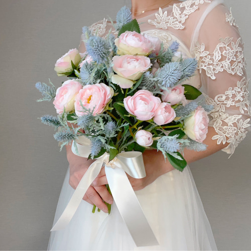 ウェディングブーケ アーティフィシャルフラワー バラ ウエディングブーケ 造花 ロケーションフォト バラ （カップ咲き）春