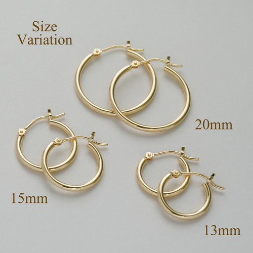 フープピアス K18 ピアス S字ポスト 18金 1.5mm×15mm イエローゴールド