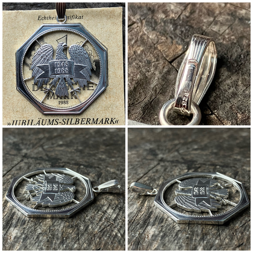 銀貨 ドイツ カット ペンダント ブランド ReD ネックレストップ ドイツ 銀貨 カットコインペンダント シルバー 625 ブランド ReD