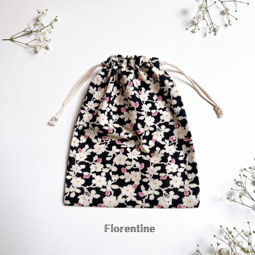 ⌘ 4サイズ ⌘ リバティ 巾着袋 シャネル◇選べるワッペン◇ 体操服袋