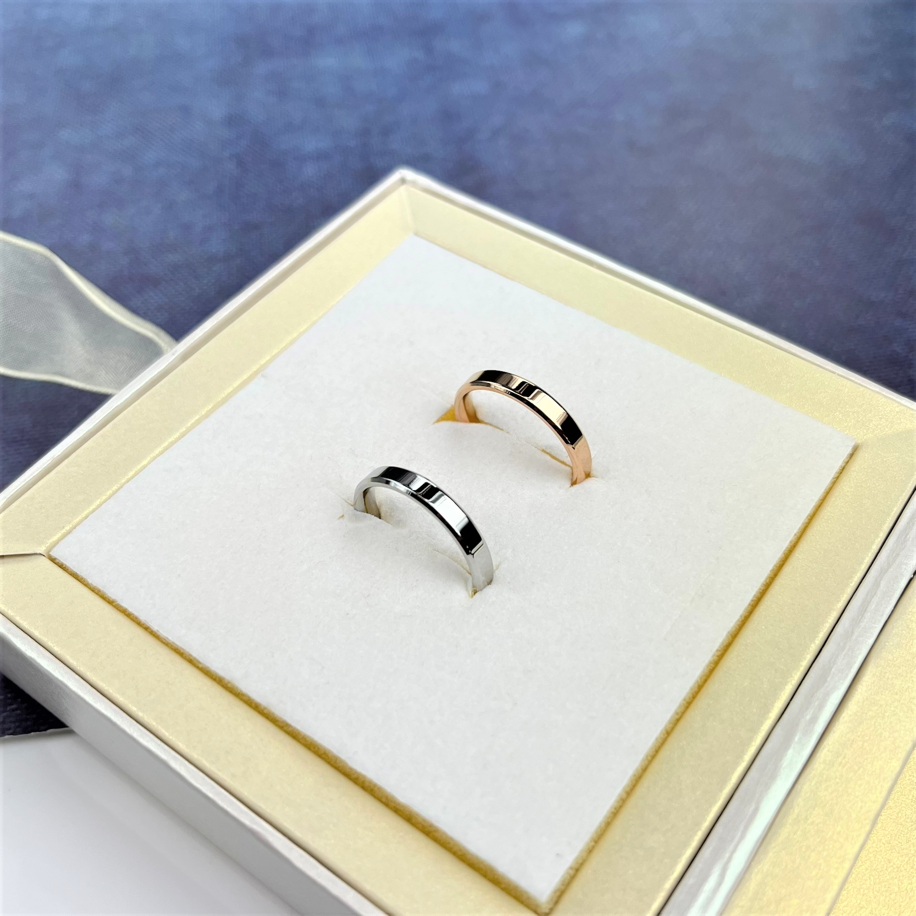 ◇simple flat pairing◇ 鏡面 ステンレス 刻印 結婚指輪 ペア
