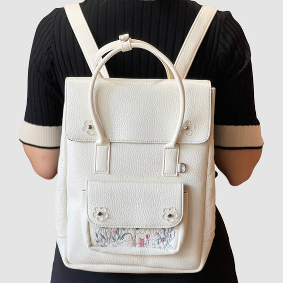 リュック レザー 刺繍 レディース 防水 A4サイズ バッグ 鞄 3枚目の画像