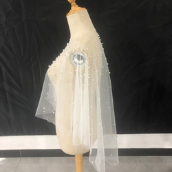 免運費！波萊羅軟薄紗珍珠白新娘穿婚紗 第2張的照片