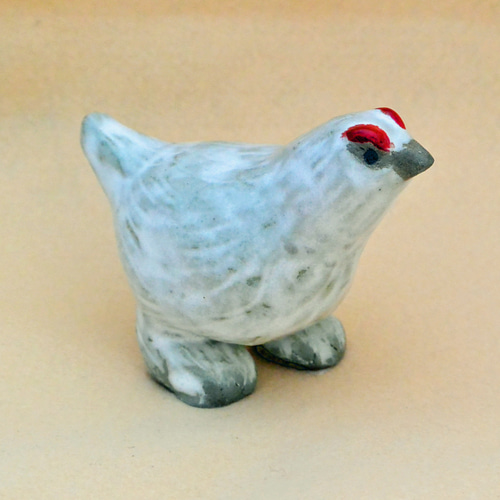 ライチョウさん(A) 雷鳥 陶器の置き物 二足歩行 野鳥 とり bird