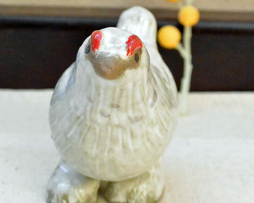 雷鳥　陶器の置物 九谷焼 中村梅山 「雷鳥」 陶器 置物 オブジェ 共箱 木箱入り
