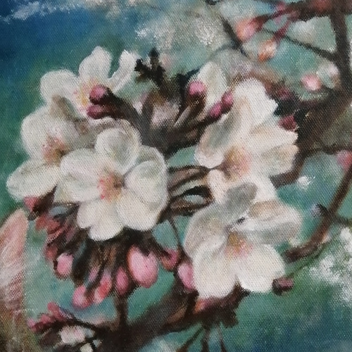 桜と子猫の絵 油絵原画「The arrival of spring」 絵画 Rio Yuki 桜と子猫の絵 油絵原画「The arrival of spring」 絵画 Rio Yuki