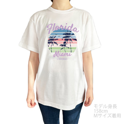 ハワイアンデザインTシャツ フロリダ マイアミ リゾートビーチ ヤシの木のシルエット 半袖カットソー 2枚目の画像