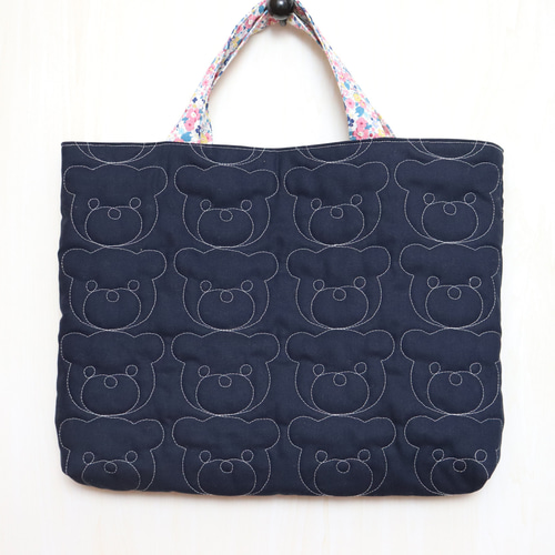 レッスンバッグ　巾着袋　　　くまさんキルト　　　　　通園バック　　　ハンドメイド レッスンバッグ 巾着袋 くまさんキルト 通園バック ハンドメイド