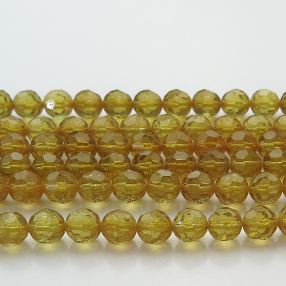 グリーンアンバー64面ラウンドカット　6mm　1連　AMBGE-RDC0006-021  FKP1360912484(10500円)