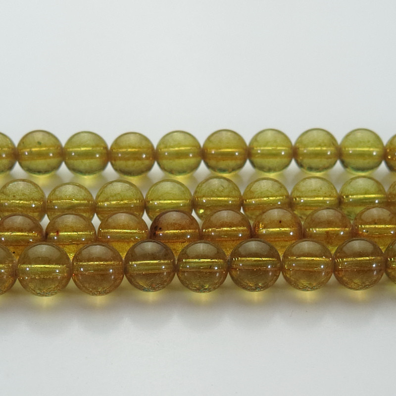 グリーンアンバーラウンド丸玉ビーズ　8mm　1連　AMBGE-RND0008-021